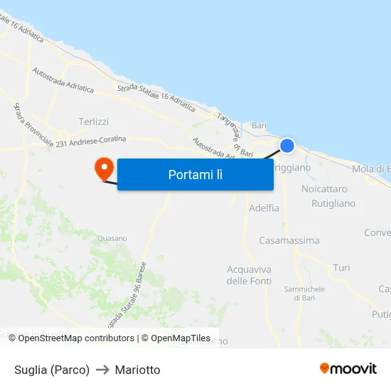 Suglia (Parco) to Mariotto map