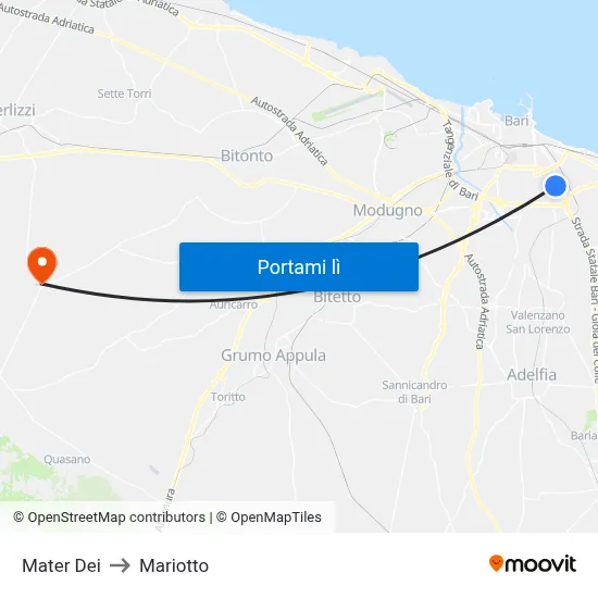 Mater Dei to Mariotto map