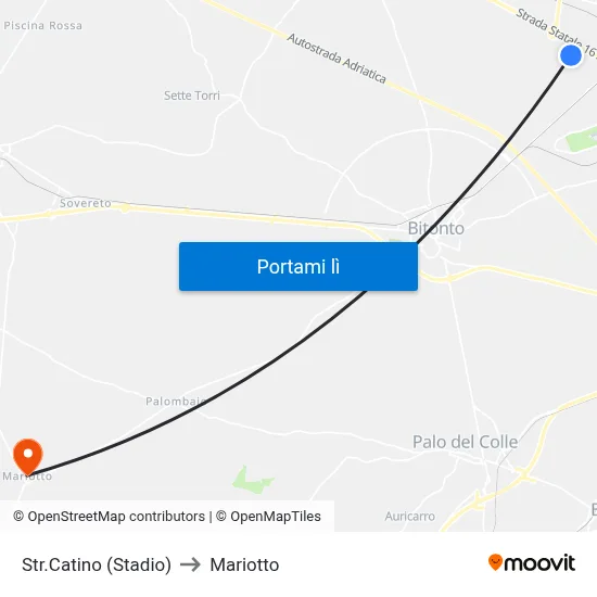 Str.Catino (Stadio) to Mariotto map