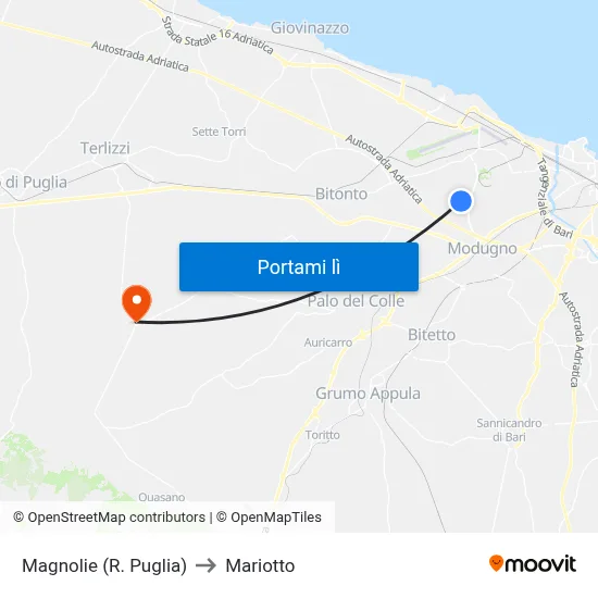 Magnolie (R. Puglia) to Mariotto map