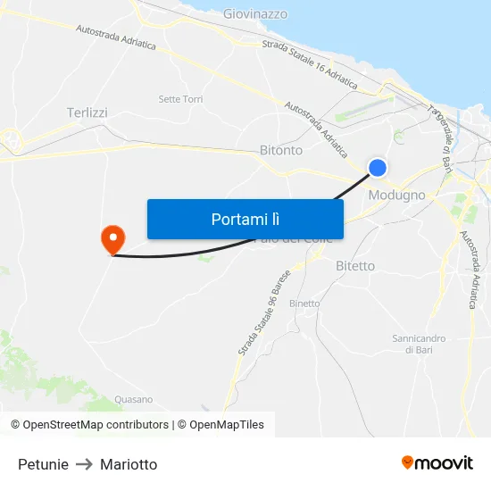 Petunie to Mariotto map