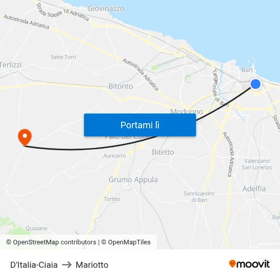 D'Italia-Ciaia to Mariotto map