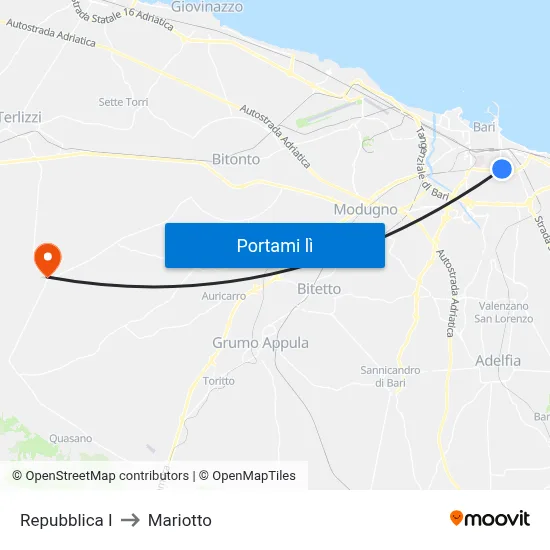 Repubblica I to Mariotto map