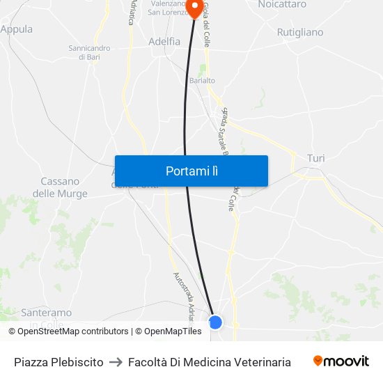 Piazza Plebiscito to Facoltà Di Medicina Veterinaria map