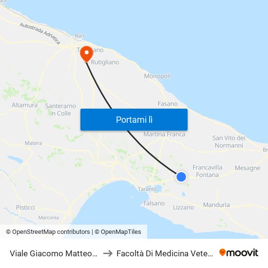 Viale Giacomo Matteotti, 80 to Facoltà Di Medicina Veterinaria map