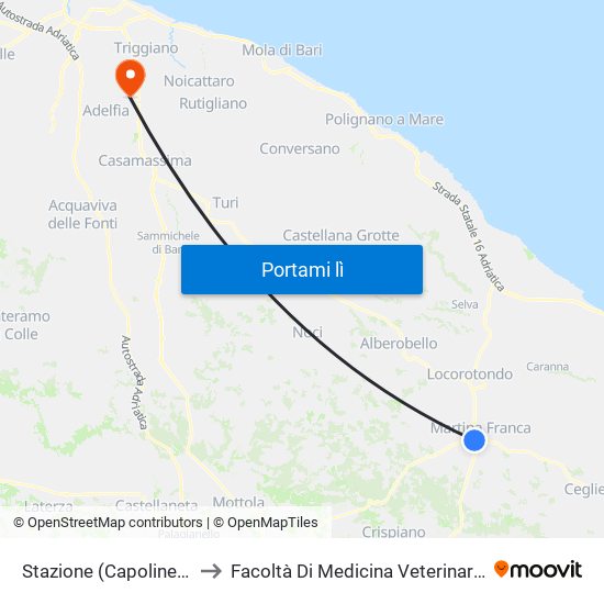 Stazione (Capolinea) to Facoltà Di Medicina Veterinaria map