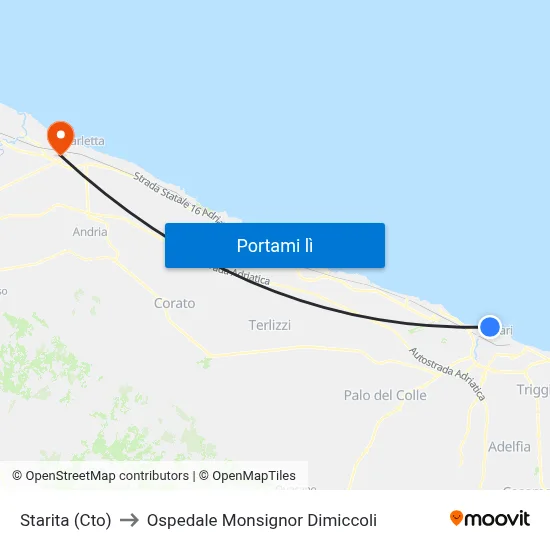 Starita (Cto) to Ospedale Monsignor Dimiccoli map