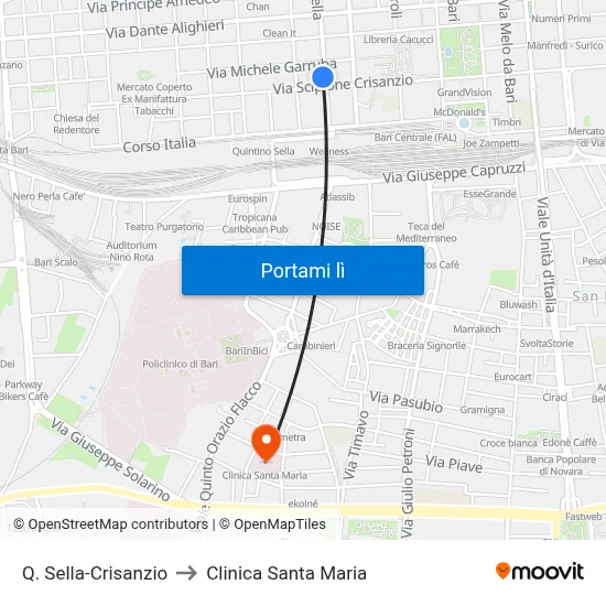 Q. Sella-Crisanzio to Clinica Santa Maria map