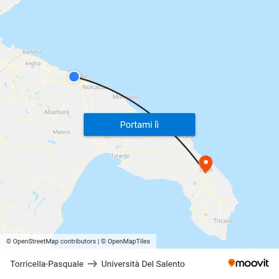 Torricella-Pasquale to Università Del Salento map