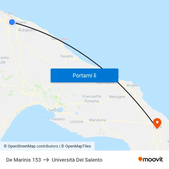 De Marinis 153 to Università Del Salento map