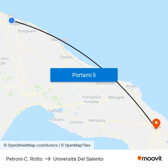 Petroni-C. Rotto to Università Del Salento map