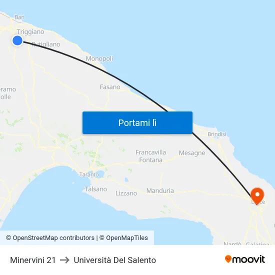 Minervini 21 to Università Del Salento map