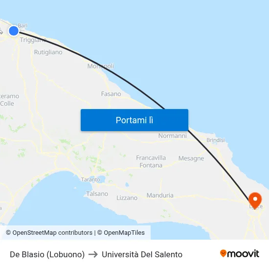 De Blasio (Lobuono) to Università Del Salento map