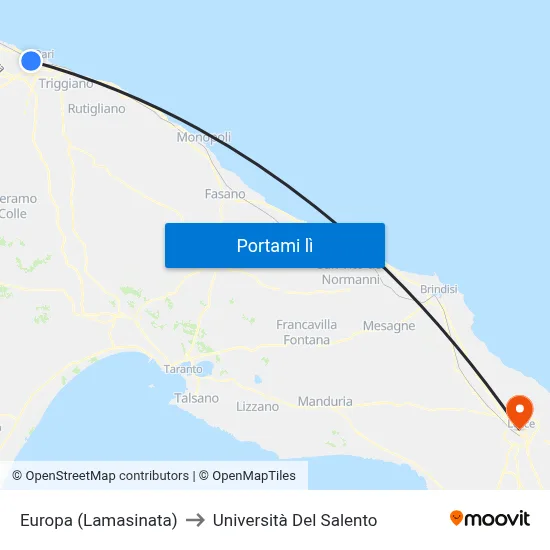 Europa (Lamasinata) to Università Del Salento map