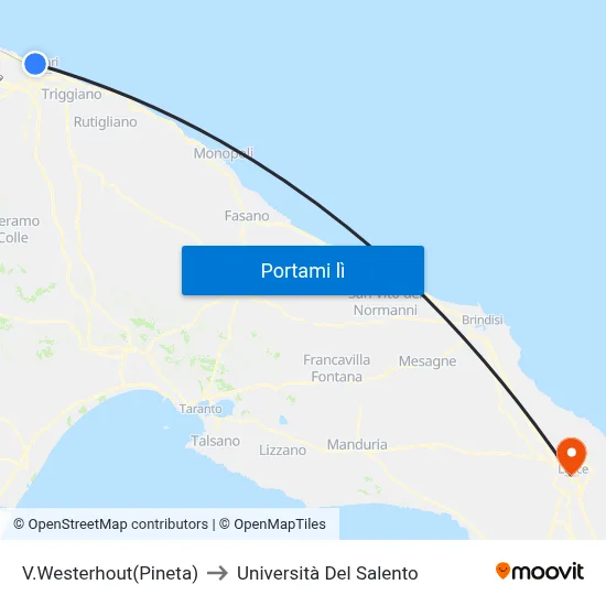 V.Westerhout(Pineta) to Università Del Salento map