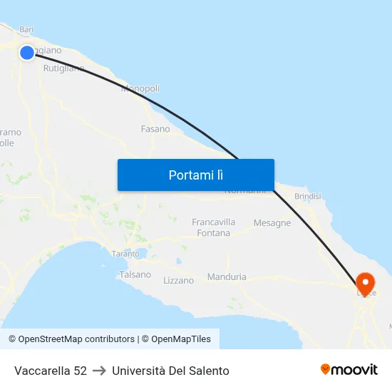 Vaccarella 52 to Università Del Salento map