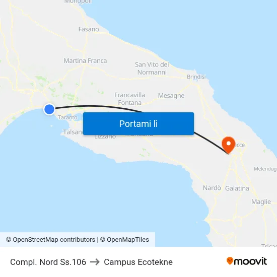 Compl. Nord Ss.106 to Campus Ecotekne map