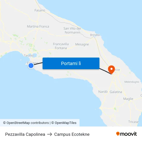 Pezzavilla Capolinea to Campus Ecotekne map