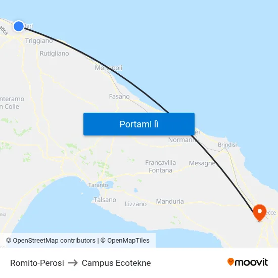 Romito-Perosi to Campus Ecotekne map