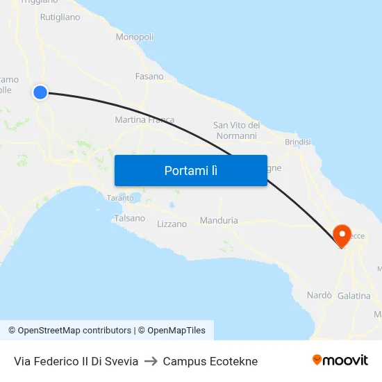 Via Federico II Di Svevia to Campus Ecotekne map