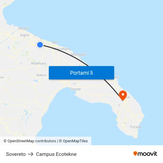 Sovereto to Campus Ecotekne map