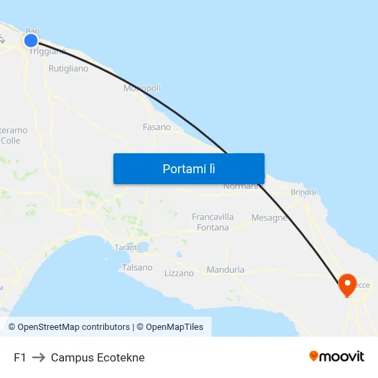 F1 to Campus Ecotekne map