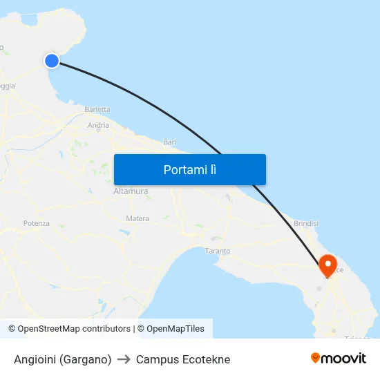 Angioini (Gargano) to Campus Ecotekne map