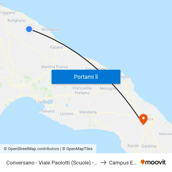 Conversano - Viale Paolotti (Scuole) - Capolinea Partenza to Campus Ecotekne map