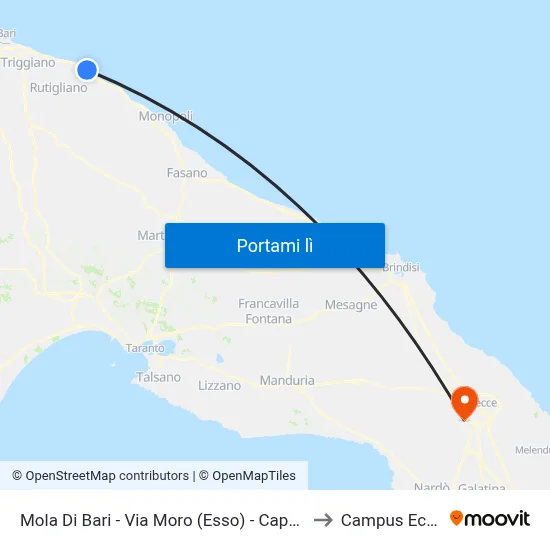 Mola Di Bari - Via Moro (Esso) - Capolinea Partenza to Campus Ecotekne map