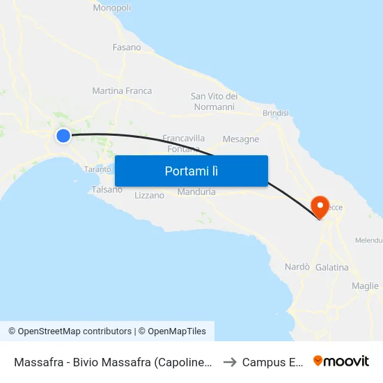 Massafra - Bivio Massafra  (Capolinea Eni Direz. Taranto) to Campus Ecotekne map