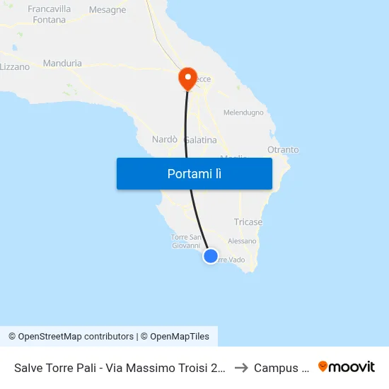Salve Torre Pali - Via Massimo Troisi 29 (Torre Pali)- Salento In Bus to Campus Ecotekne map