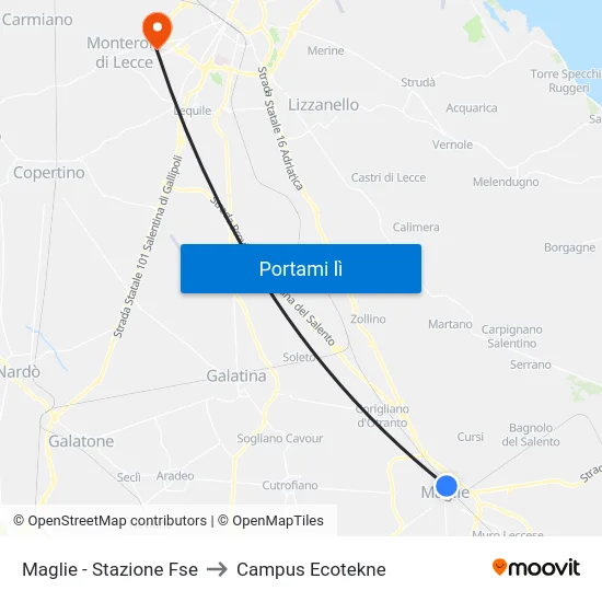 Maglie - Stazione Fse to Campus Ecotekne map