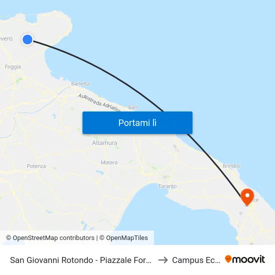 San Giovanni Rotondo - Piazzale Forgione (Capolinea) to Campus Ecotekne map