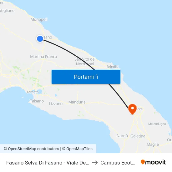 Fasano Selva Di Fasano - Viale Delle Viti to Campus Ecotekne map