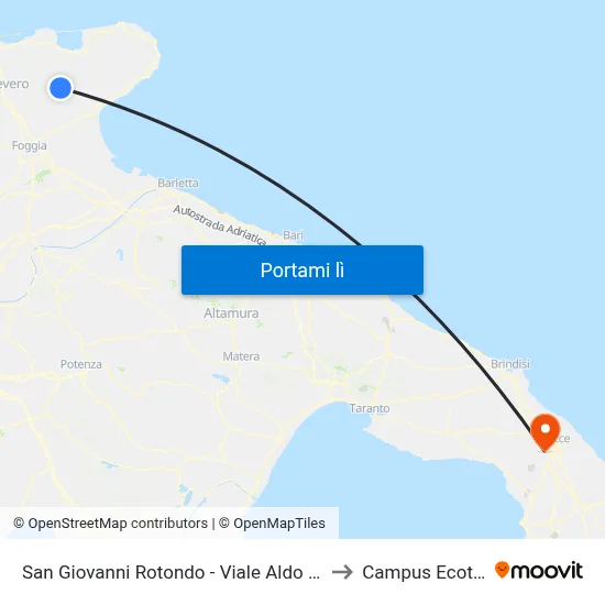 San Giovanni Rotondo - Viale Aldo Moro 161 to Campus Ecotekne map