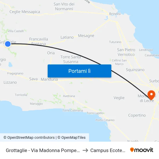 Grottaglie - Via Madonna Pompei 9a to Campus Ecotekne map