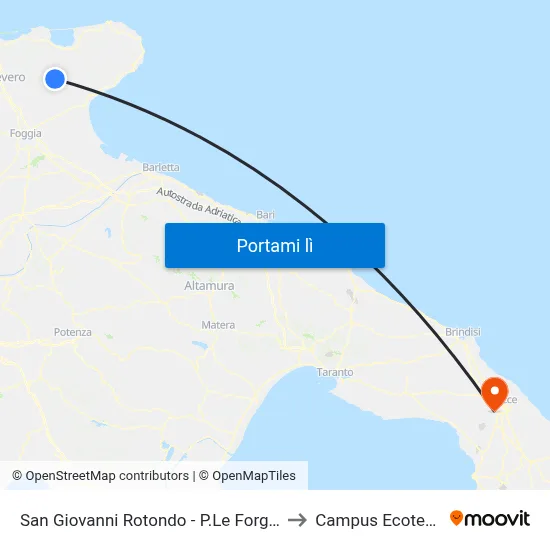 San Giovanni Rotondo - P.Le Forgione to Campus Ecotekne map