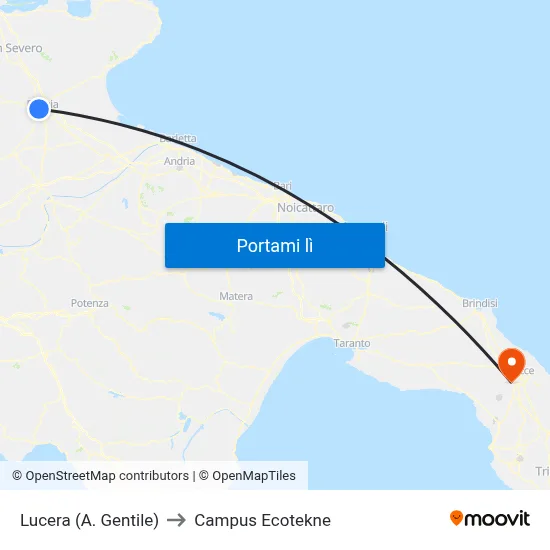 Lucera (A. Gentile) to Campus Ecotekne map
