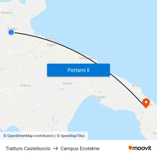 Tratturo Castelluccio to Campus Ecotekne map