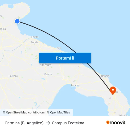 Carmine (B. Angelico) to Campus Ecotekne map