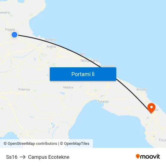 Ss16 to Campus Ecotekne map
