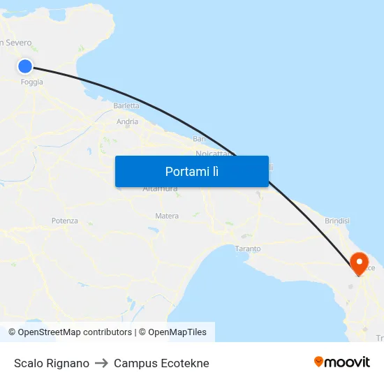 Scalo Rignano to Campus Ecotekne map