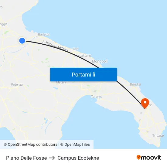 Piano Delle Fosse to Campus Ecotekne map