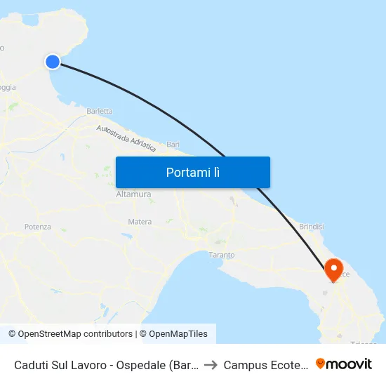Caduti Sul Lavoro - Ospedale (Barletta) to Campus Ecotekne map