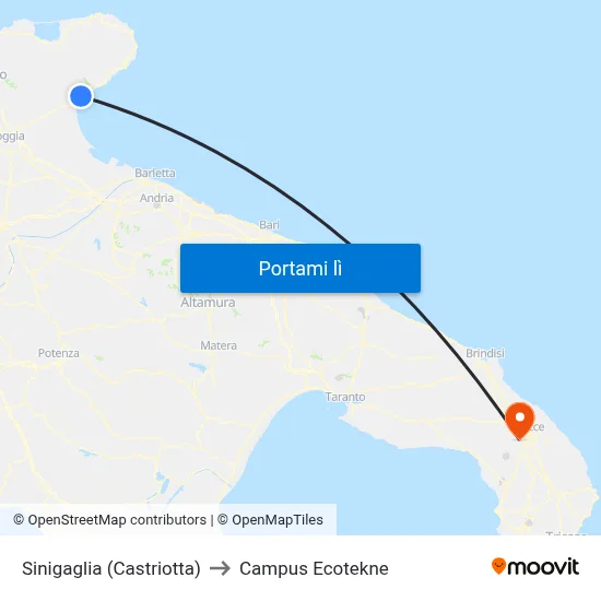 Sinigaglia (Castriotta) to Campus Ecotekne map