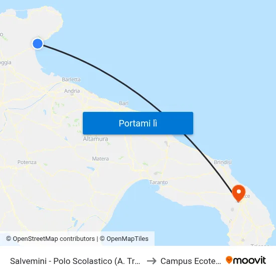 Salvemini - Polo Scolastico (A. Troiano) to Campus Ecotekne map