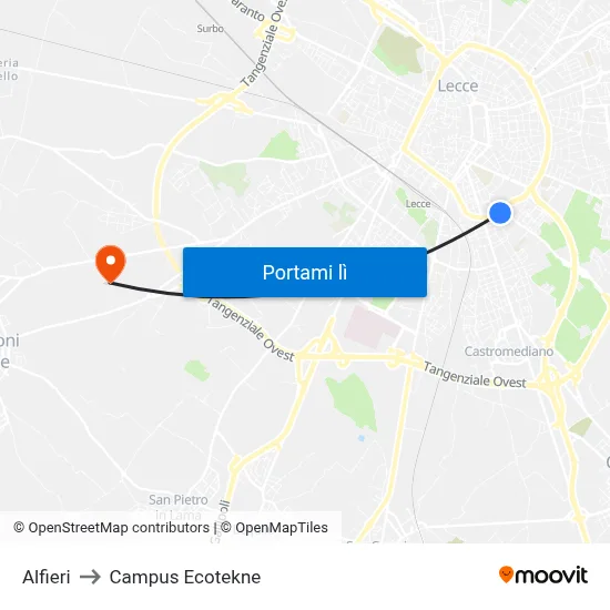 Alfieri to Campus Ecotekne map