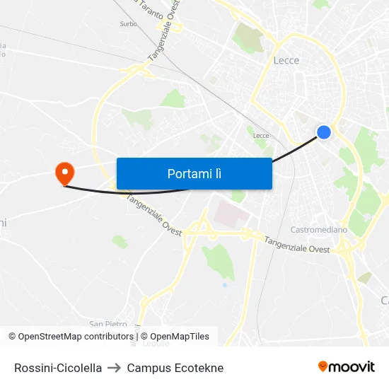 Rossini-Cicolella to Campus Ecotekne map