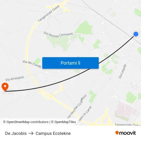 De Jacobis to Campus Ecotekne map
