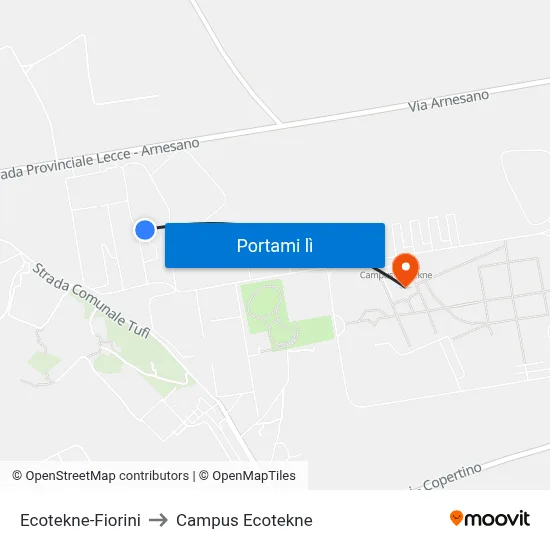 Ecotekne-Fiorini to Campus Ecotekne map